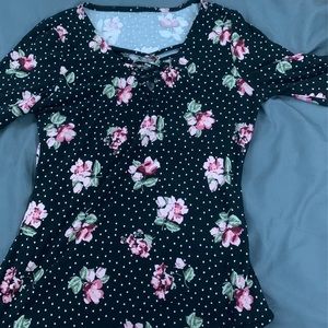 v cut floral shirt